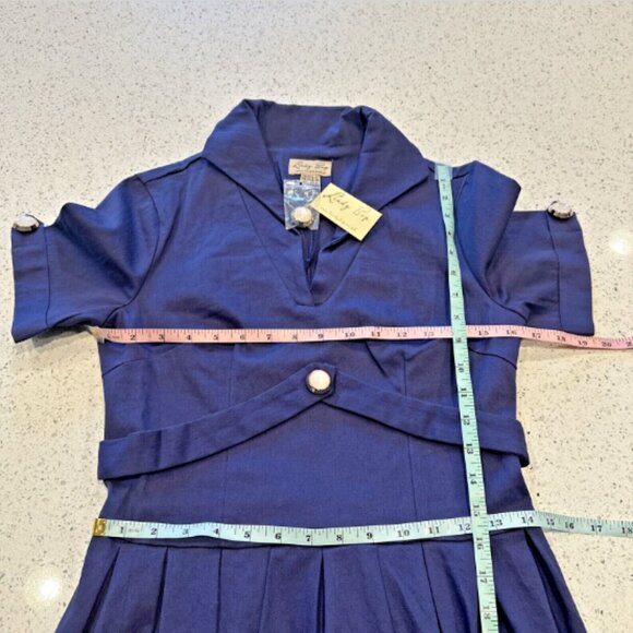 Lindy Bop Circle Skirt Dress "Claudette" Small Retro Navy Blue NWT Vintage Style - Picture 7 of 11